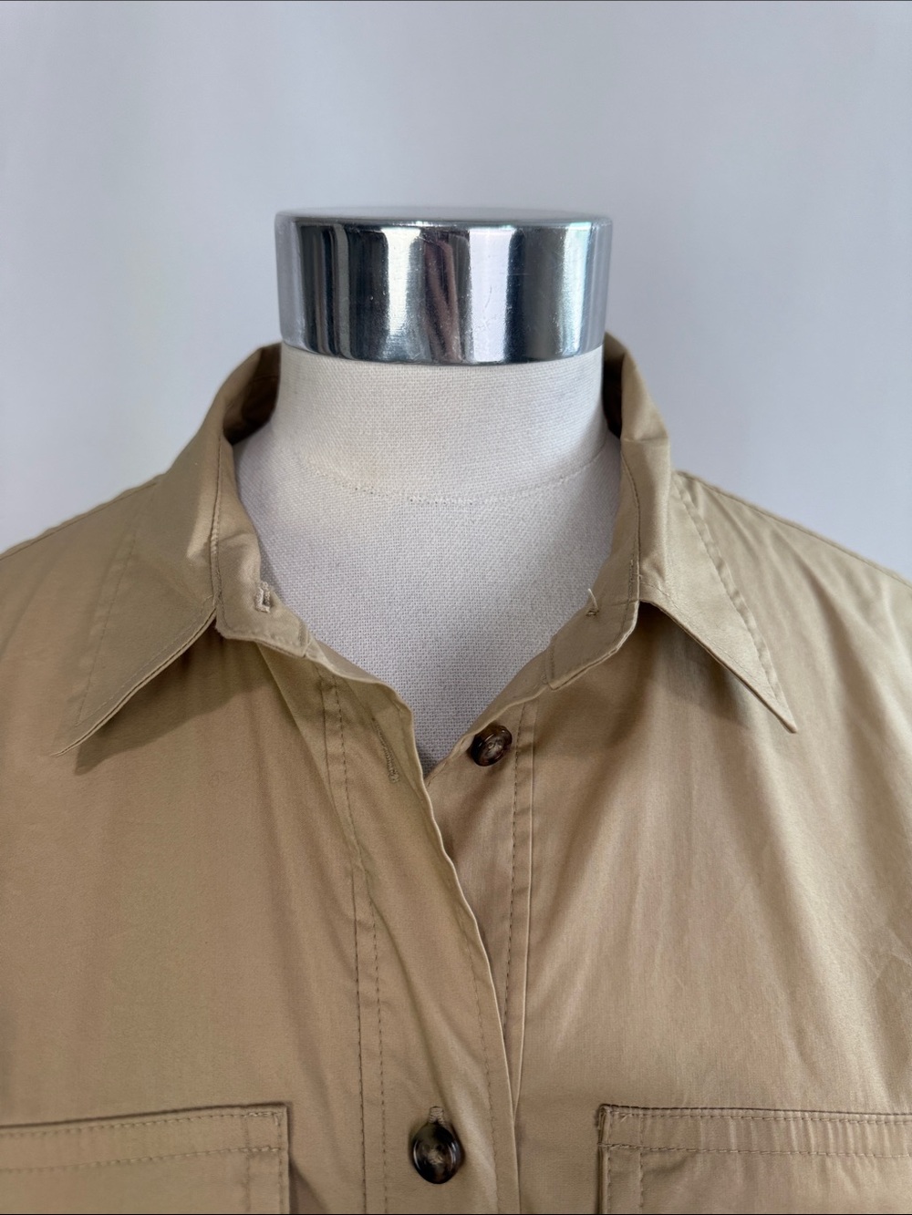 Ralph Lauren Khaki/Tan Button-Front Maxi Shirt Dress with Double Buckle Waist - Picture 2 of 6